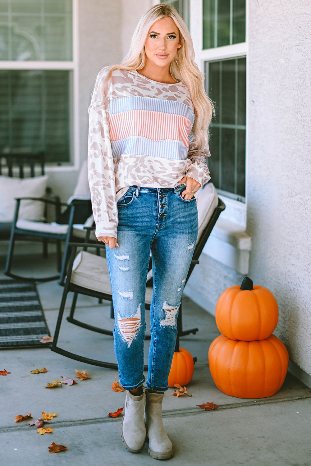Color Block Dropped Shoulder Tee