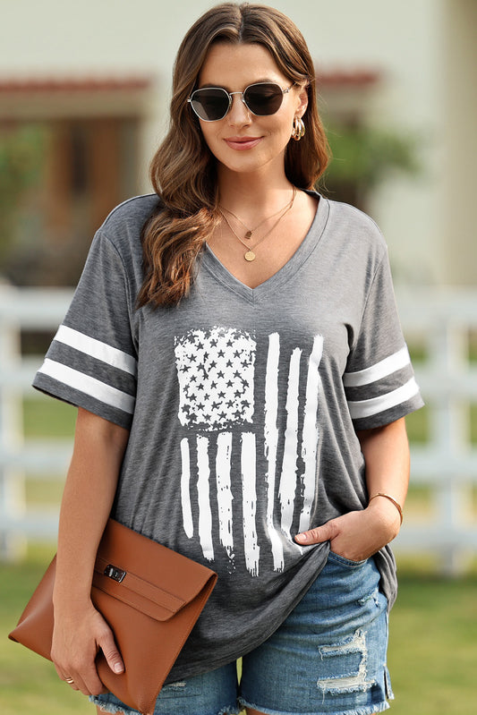 US Flag V-Neck Tee